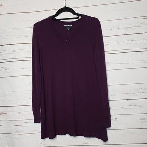 DKNY Jeans Purple V-Neck Tunic Sweater